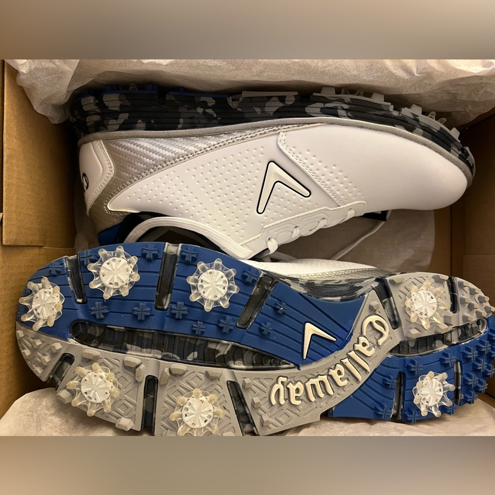 Callaway Balboa White Blue Gray Black Camo Mens Size 10 Golf Shoes